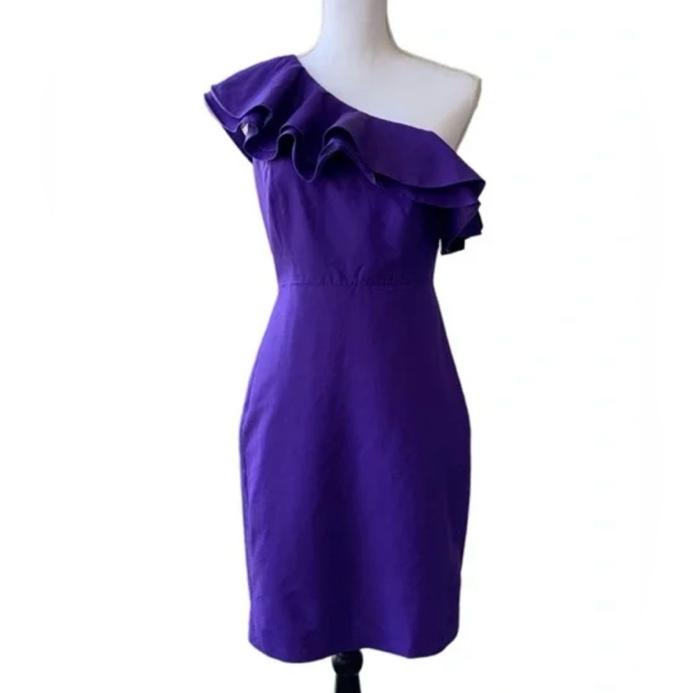 J. Crew Purple Asymmetrical Ruffled Cocktail Dress